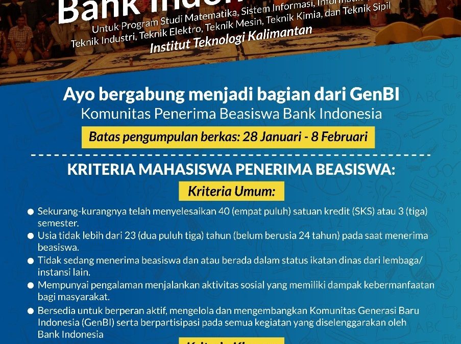 Tawaran Beasiswa Bank Indonesia Tahun 2019
