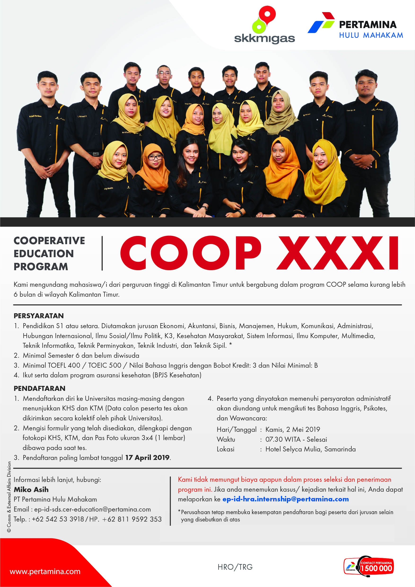 Seleksi Program Cooperative Education COOP Angkatan XXXI