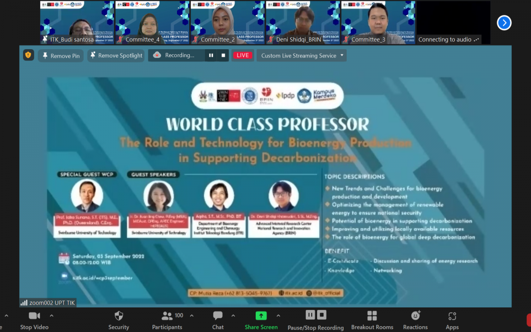 World Class Professor Webinar Series “The Role and Technology for Bioenergy Production in Supporting Decarbonization”